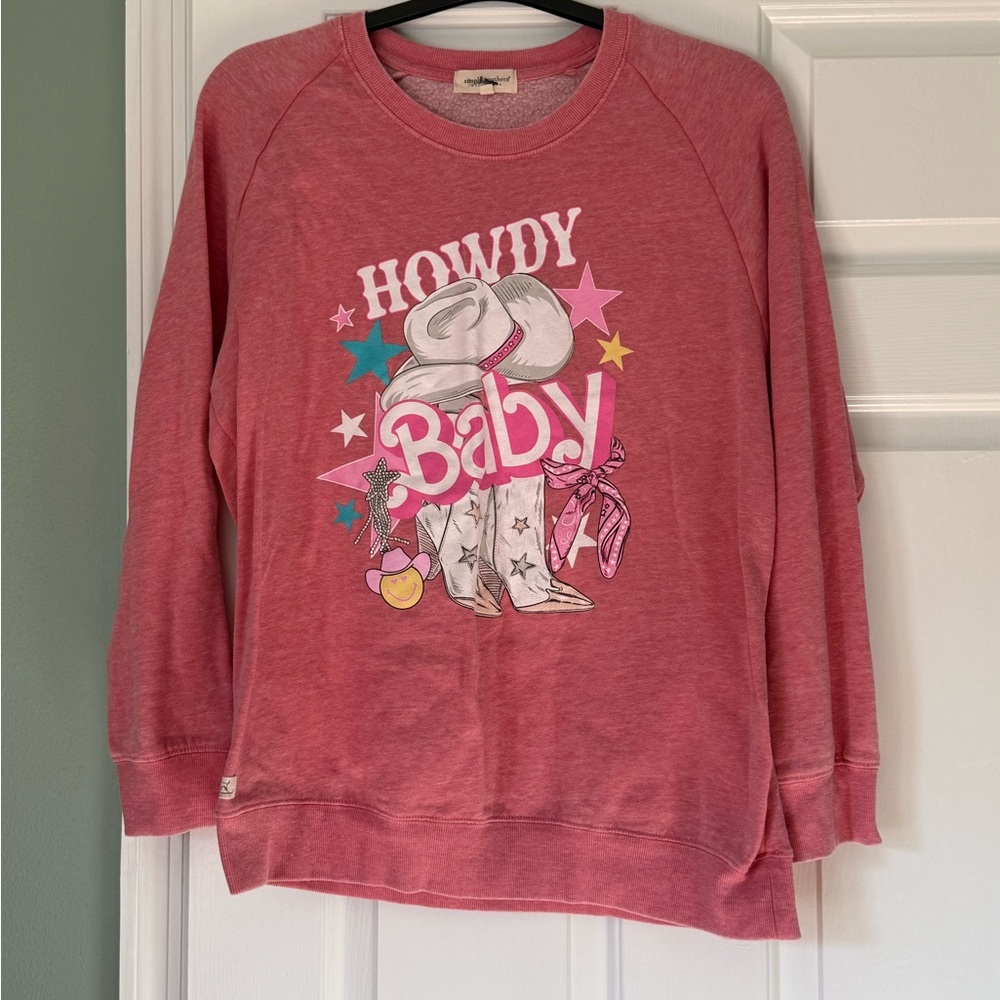 Simply Southern Howdy Baby Pink  Sweatshirt